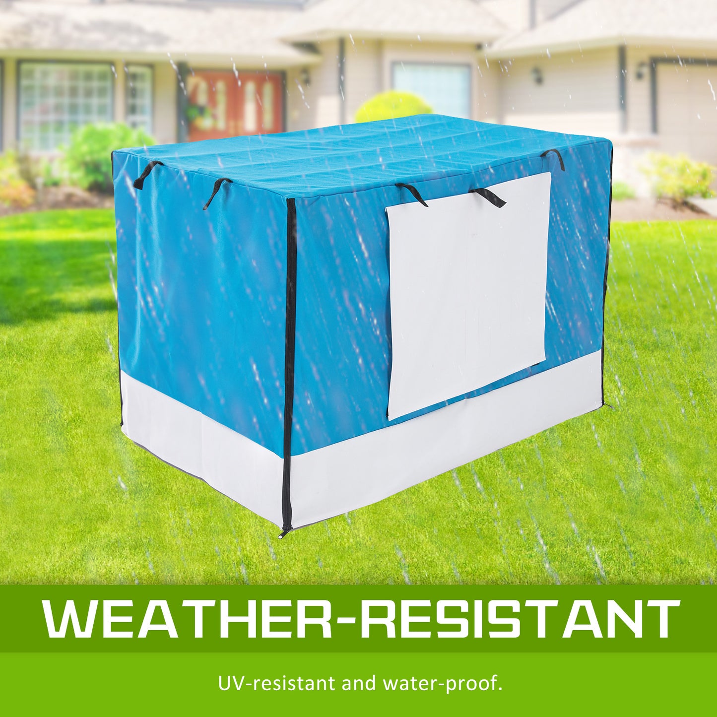 Paw Mate 36in Waterproof Dog Crate Cover - Blue, Heavy Duty, Roll-Up Access