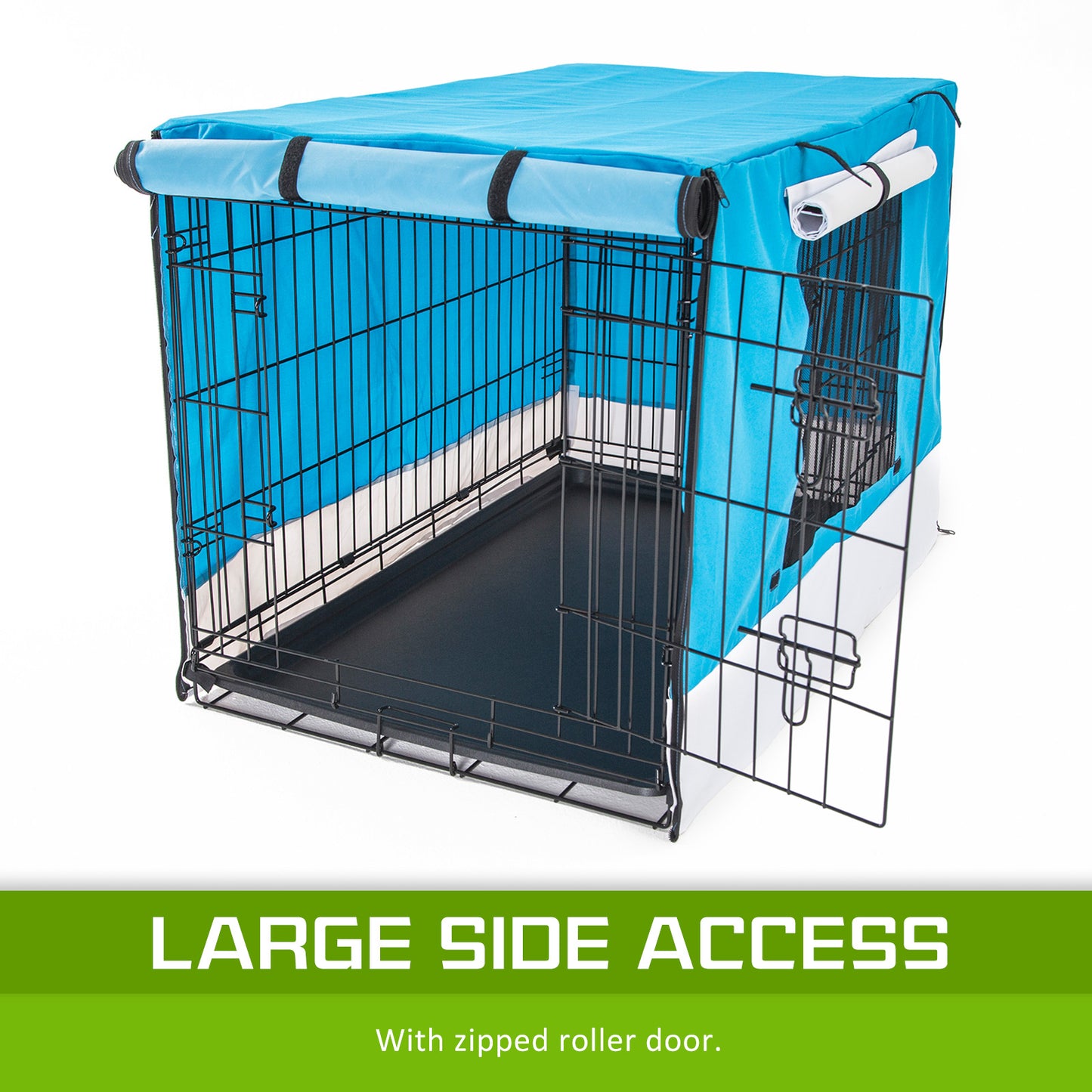 Paw Mate 36in Waterproof Dog Crate Cover - Blue, Heavy Duty, Roll-Up Access