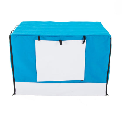 Paw Mate 48in Waterproof Dog Crate Cover - Blue, Heavy Duty Canvas, Roll-Up Access