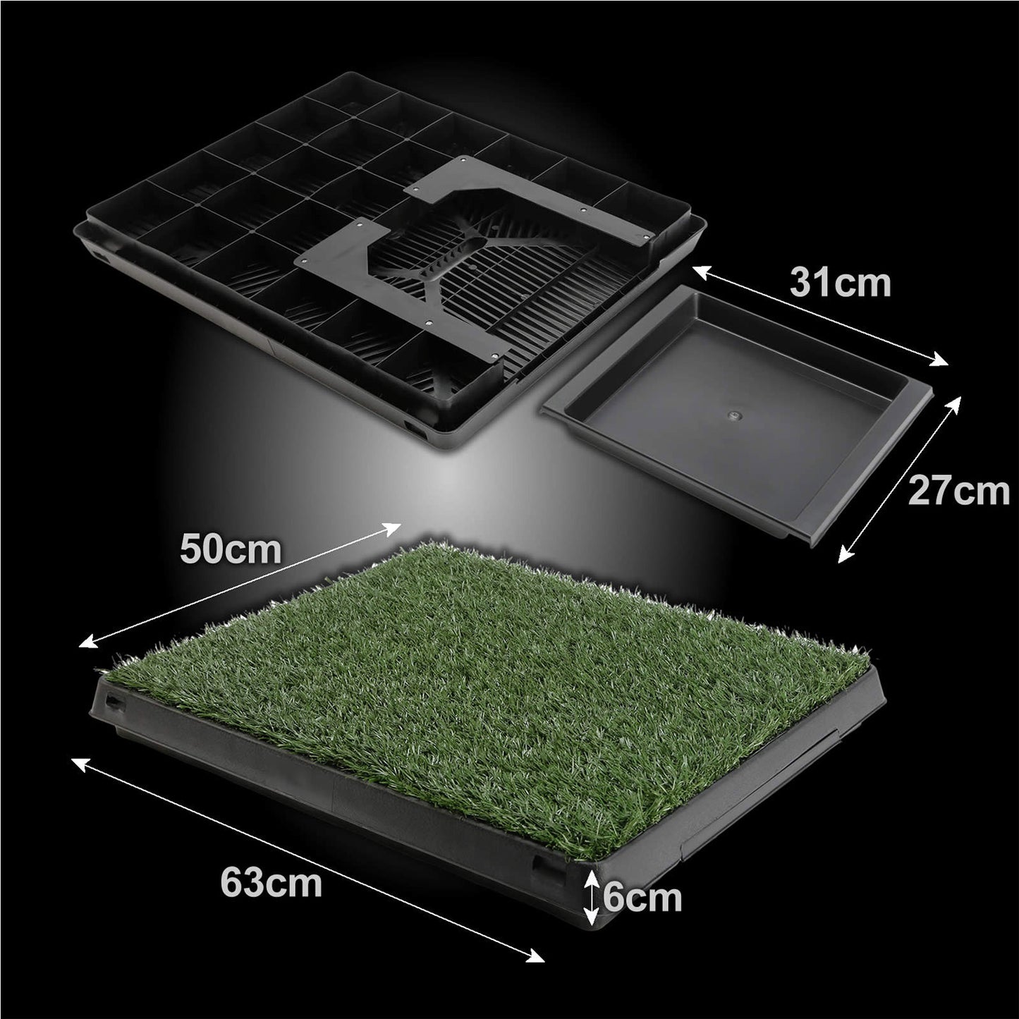 Paw Mate Pet Dog Potty Tray Training Toilet 63cm x 50cm + Grass Mat, Easy Clean