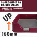 PS KOREA Dog Potty Tray 52.6cm x 43cm x 15cm - Leak-Proof, Raised Walls, Wine - SuperSaverAU - view 3