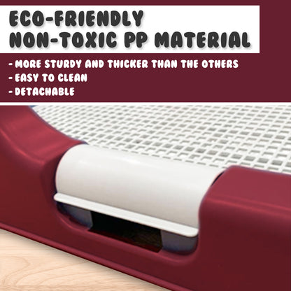 PS KOREA Dog Potty Tray 52.6cm x 43cm x 15cm - Leak-Proof, Raised Walls, Wine