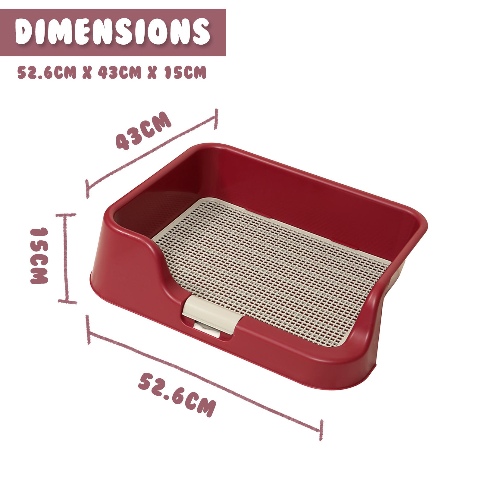 PS KOREA Dog Potty Tray 52.6cm x 43cm x 15cm - Leak-Proof, Raised Walls, Wine - SuperSaverAU - view 8