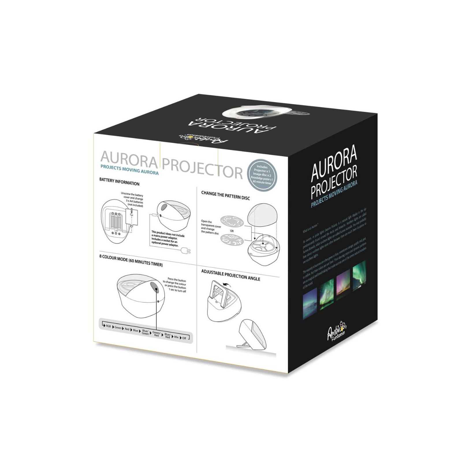 Aurora Projector Moving Night Light 8 Colour Mode - Kids Learning Toy - SuperSaverAU - view 4