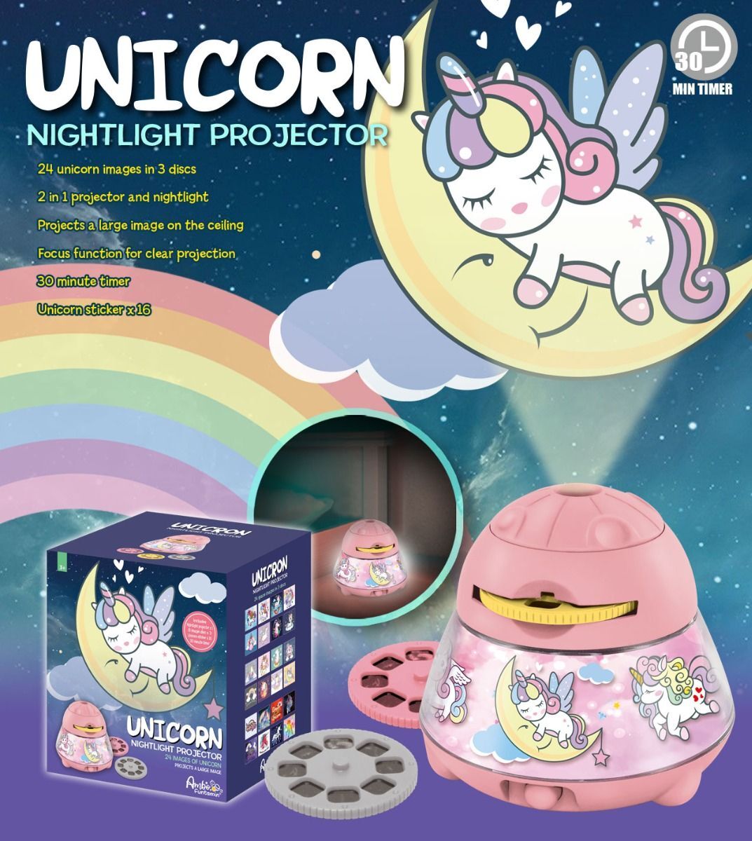 Unicorn Dreamy Sky Night Light Projector - Kids STEAM Toy - SuperSaverAU - view 4