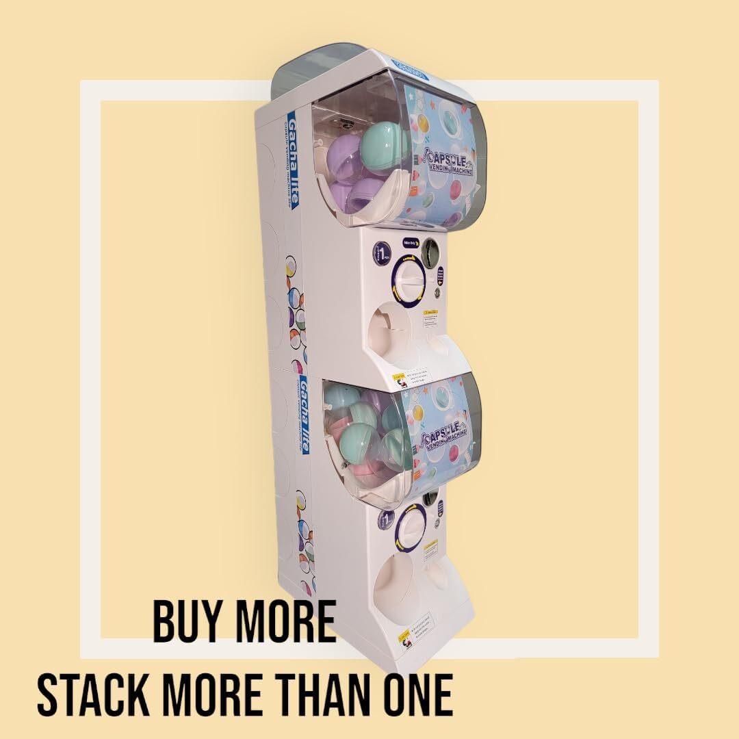 Gachapon Capsule Toy Vending Machine Lite Mini Collectible Gacha Dispenser Stackable WHITE - SuperSaverAU - view 5