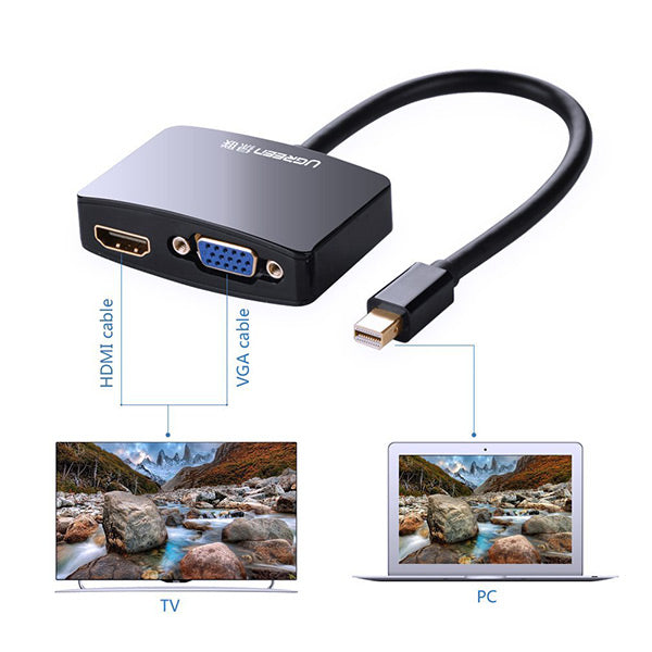 UGREEN 10439 4K Mini DisplayPort to HDMI/VGA Adapter - Black