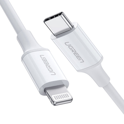 UGREEN 10493 Type-C to MFI iPhone M/M Cable Rubber Shell 1M White - SuperSaverAU - view 1