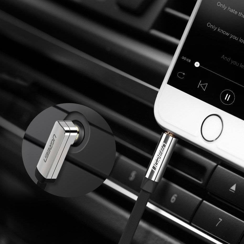 UGREEN 10729 3.5mm Male to 3.5mm Right Angle 3.5mm Aux Cable 5m (Black) - SuperSaverAU - view 2