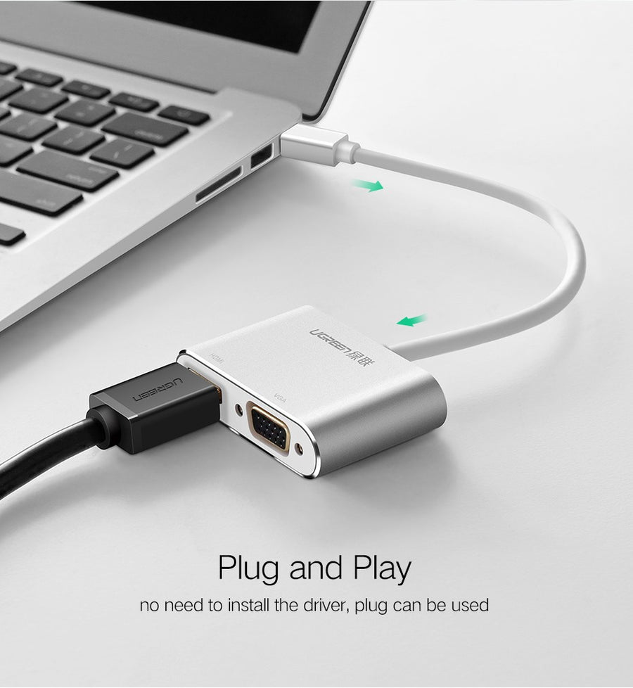 UGREEN Mini DP to HDMI/VGA converter Silver (20421) - SuperSaverAU - view 1