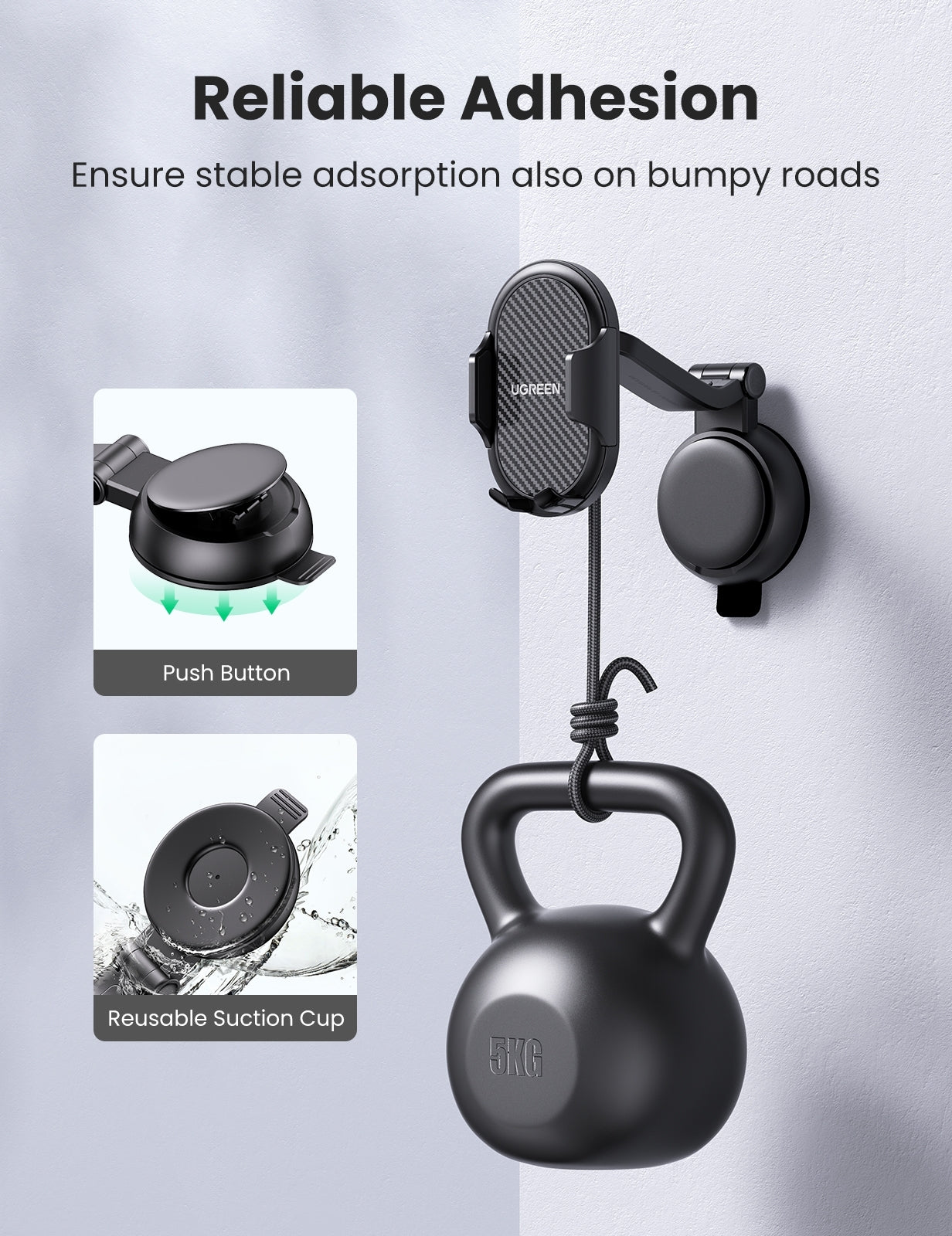 UGREEN 20473 Waterfall-Shaped Suction Cup Phone Mount - SuperSaverAU - view 4