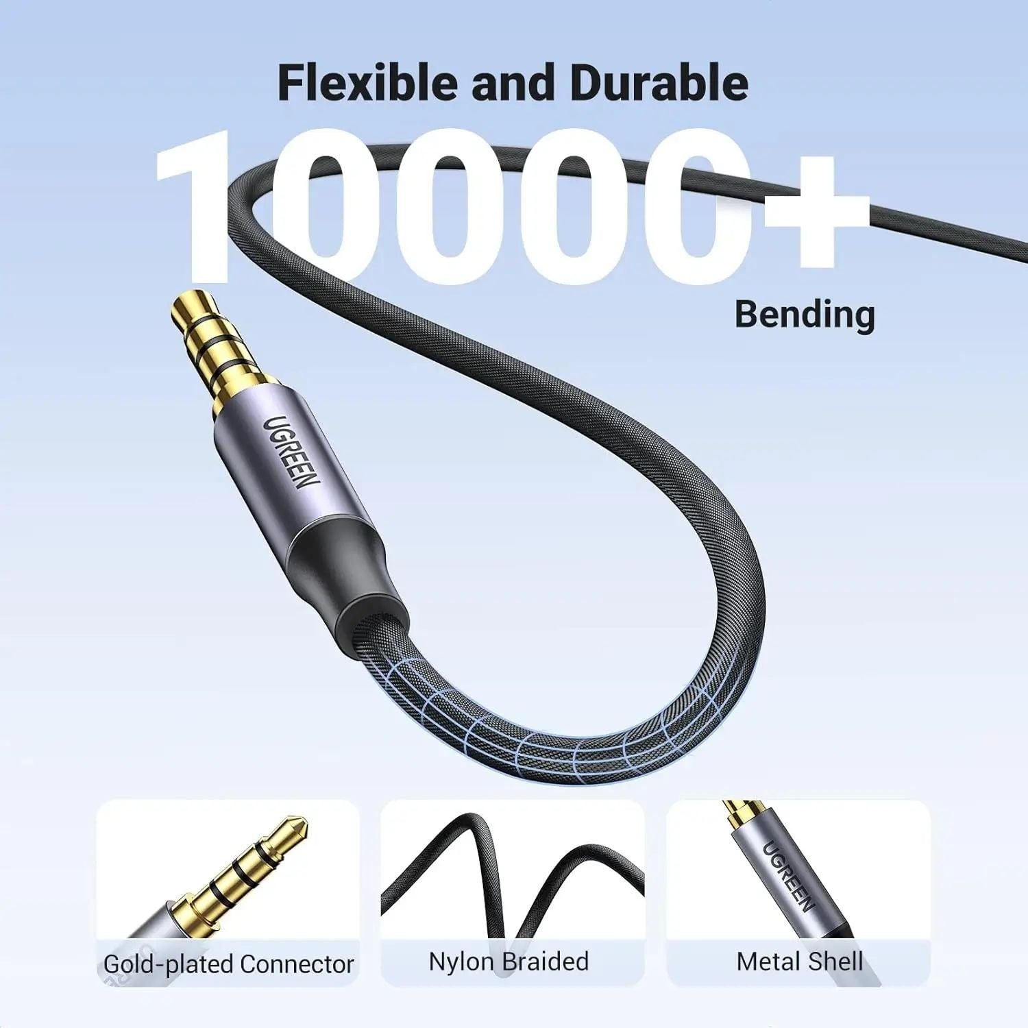 UGREEN 20785 3.5mm Braided 4-Pole Audio Cable Male to Male 3m - SuperSaverAU - view 2