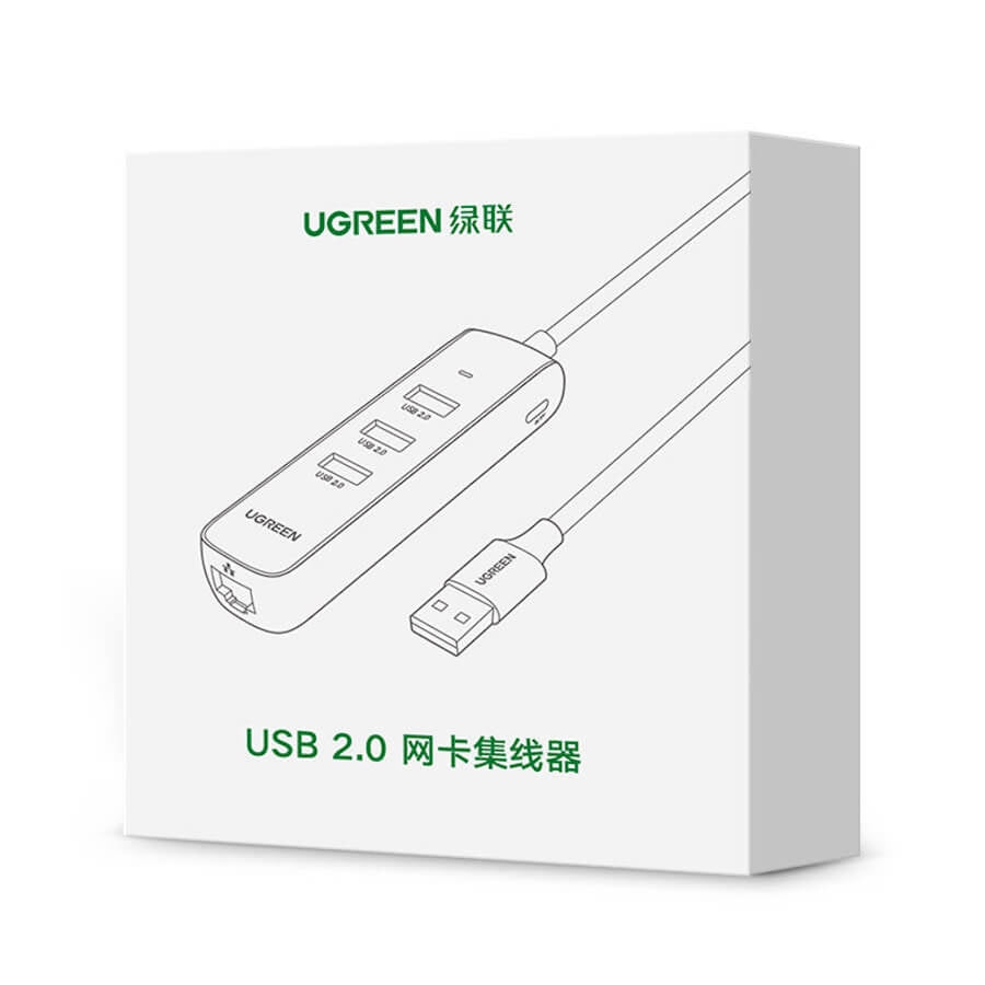 UGREEN 20984 USB 2.0 to 3 x USB2.0 with RJ45 (100Mbps) Ethernet Adapter (Black) - SuperSaverAU - view 11