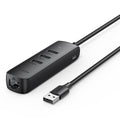 UGREEN 20984 USB 2.0 to 3 x USB2.0 with RJ45 (100Mbps) Ethernet Adapter (Black) - SuperSaverAU - view 1