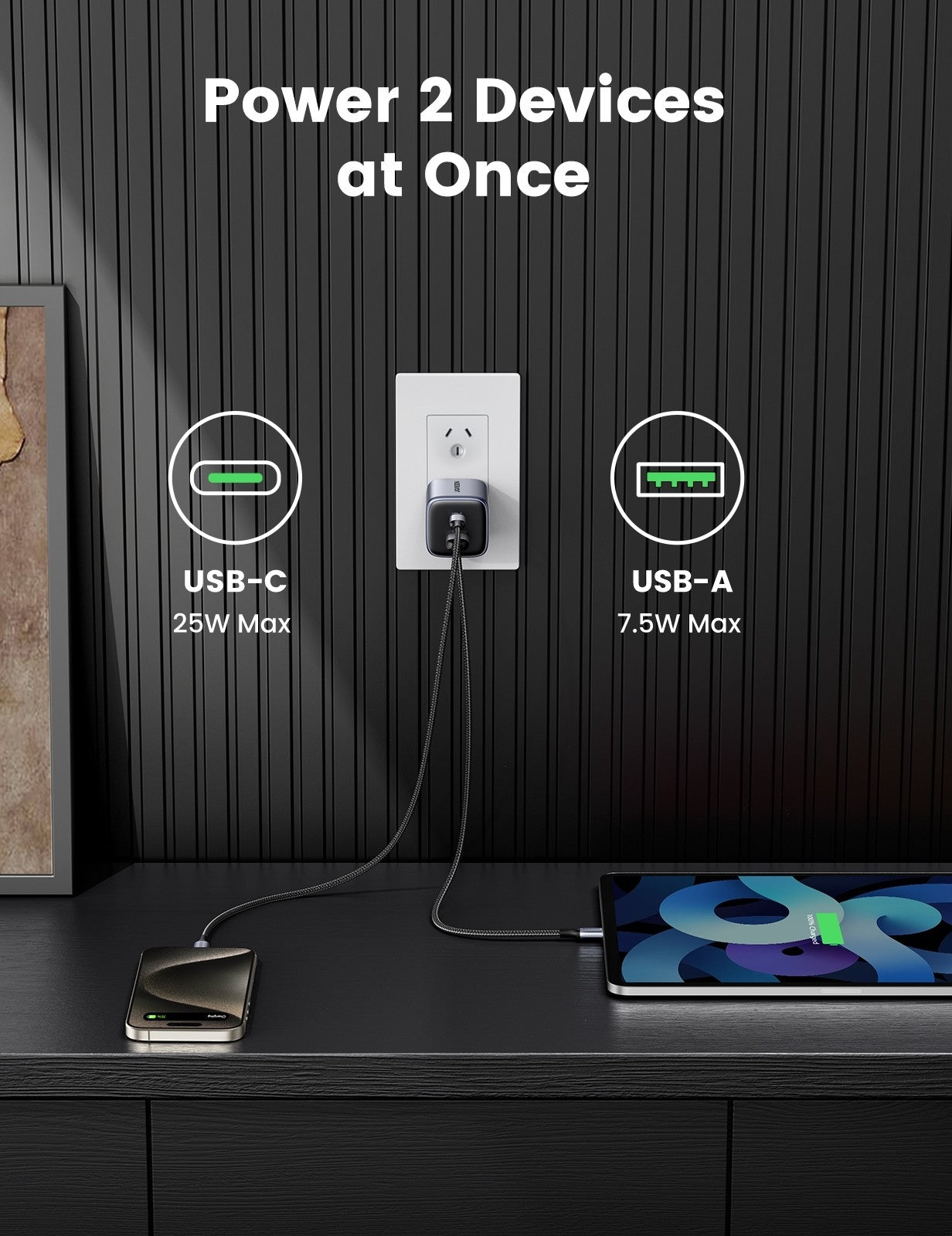 UGREEN 25112A Nexode 35W Dual Ports GaN Wall Power Charger - SuperSaverAU - view 5