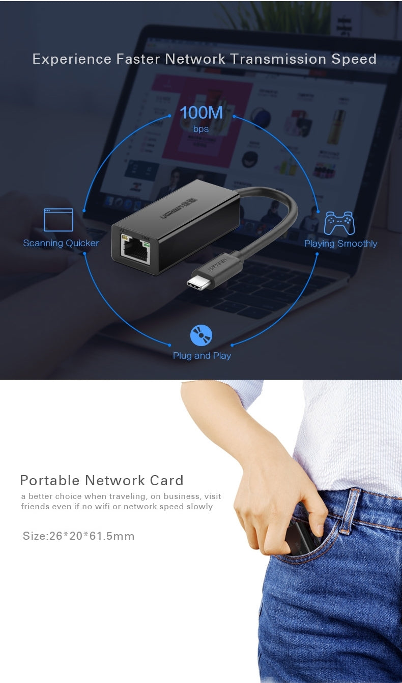 UGREEN 30287 USB-C 10/100Mbps Ethernet Adapter - SuperSaverAU - view 6