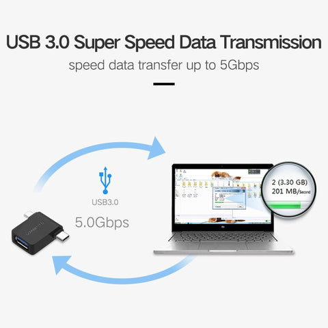 UGREEN 2-in-1 Micro USB and USB-C to USB 3.0 Adapter OTG Cable Converter - SuperSaverAU - view 2