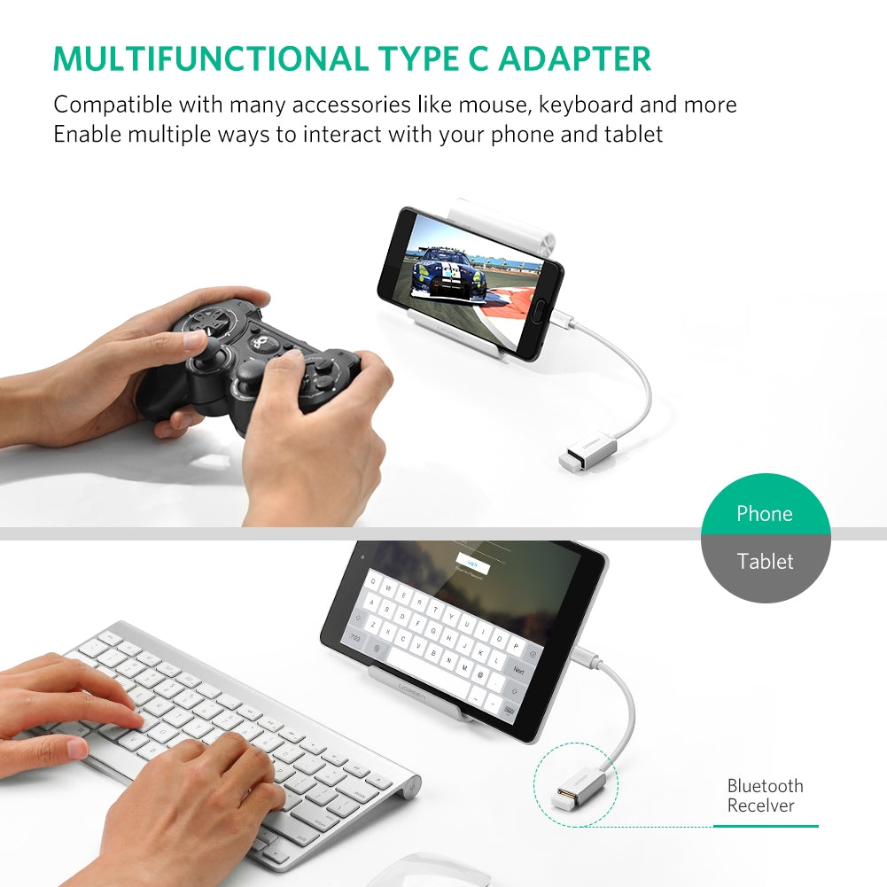 UGREEN USB Type-C Male to USB 3.0 Type A Female OTG Cable - White 15CM (30702) - SuperSaverAU - view 2