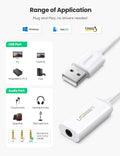 UGREEN USB A Male to 3.5 mm Aux Cable (White) - SuperSaverAU - view 2