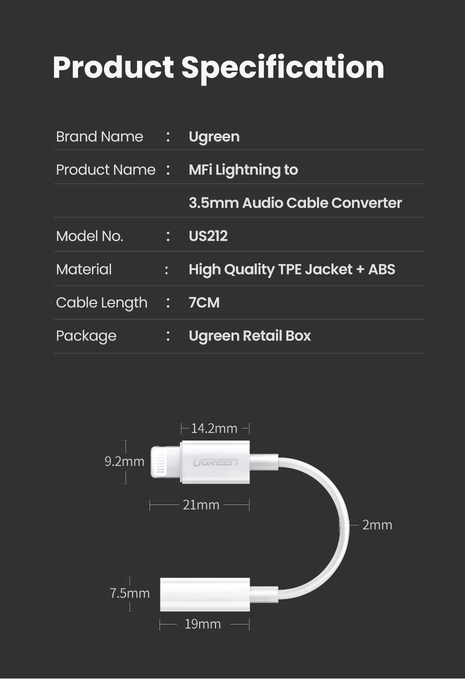 UGREEN 3.5mm iPhone 8-pin Adapter, Apple MFi Certified, Noise Reduction, Durable Design - SuperSaverAU - view 9
