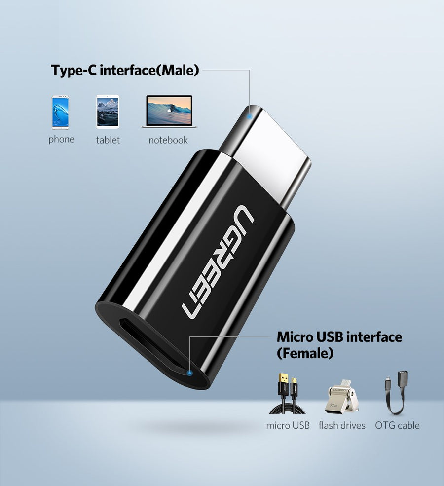 UGREEN 30865 USB-C to Micro USB Adapter - Black