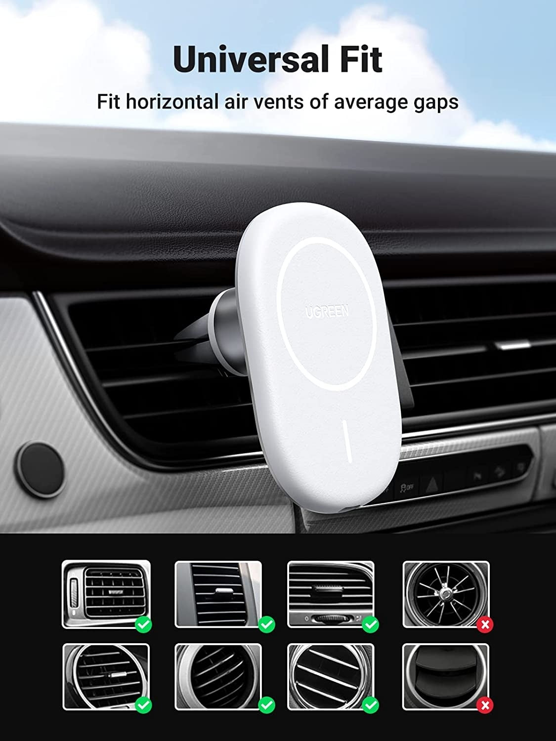 UGREEN Magnetic Wireless Car Charger for iPhone 13/12 - 7.5W Fast Charging, Strong Hold - SuperSaverAU - view 7