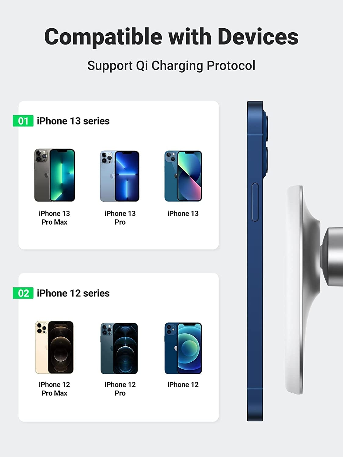 UGREEN Magnetic Wireless Car Charger for iPhone 13/12 - 7.5W Fast Charging, Strong Hold - SuperSaverAU - view 5