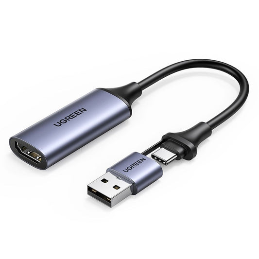 UGREEN USB-C to HDMI 2 in 1 HD Video Capture Card, 1080P/30Hz, Plug & Play