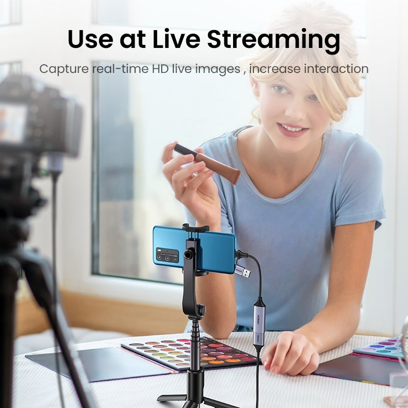 UGREEN USB-C to HDMI 2 in 1 HD Video Capture Card, 1080P/30Hz, Plug & Play