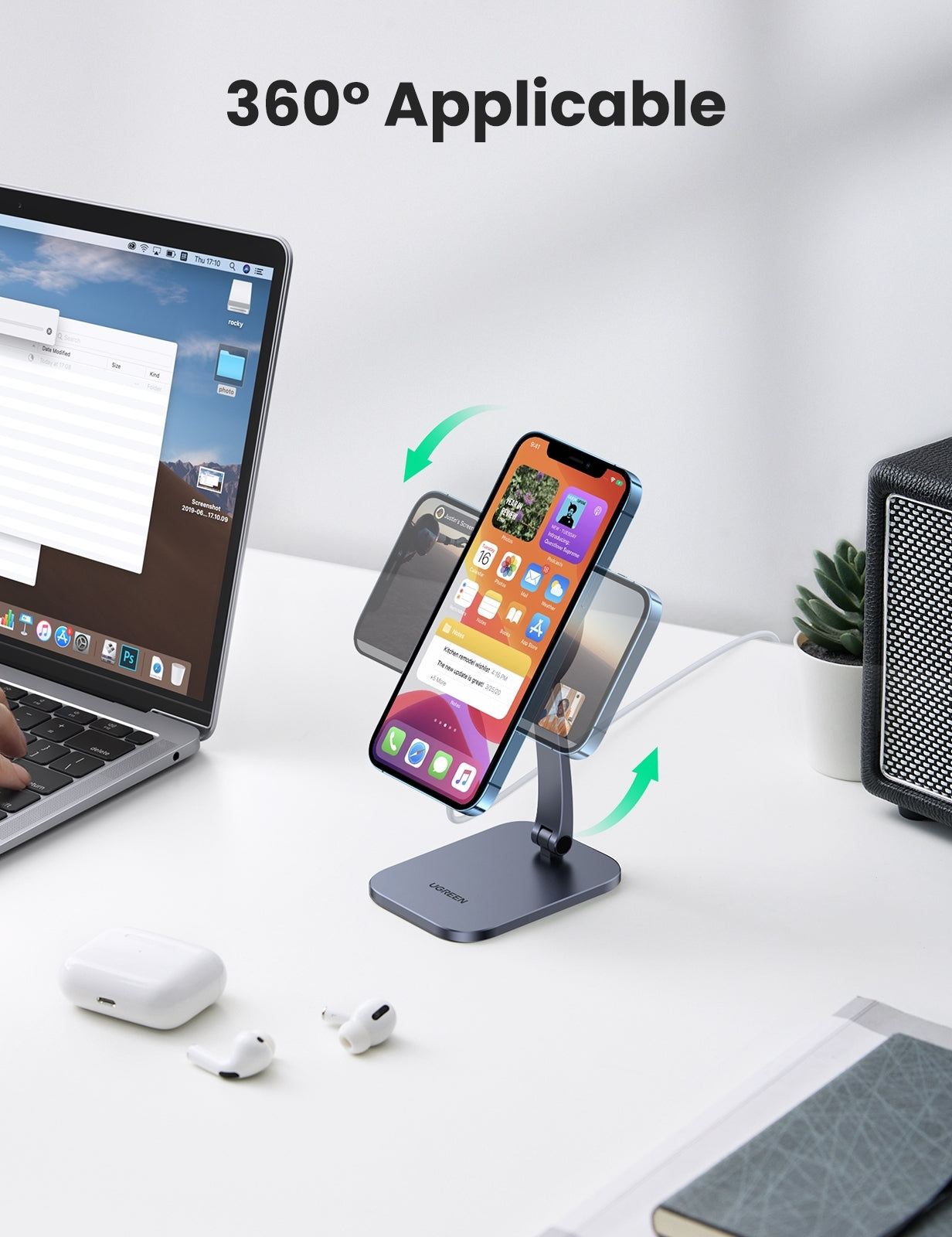 UGREEN 40290 Desk Adjustable and Foldable Aluminum Magsafe Charging Stand - SuperSaverAU - view 5