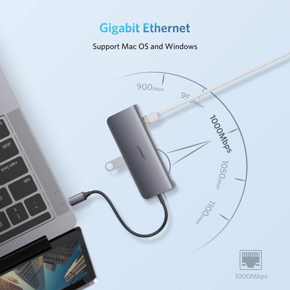 UGREEN Type C 9 in 1 Multifunction Adapter- HDMI/ VGA/Gigabit/TypeC/USB3.0 x 3/SD/TF (40873) - SuperSaverAU - view 2