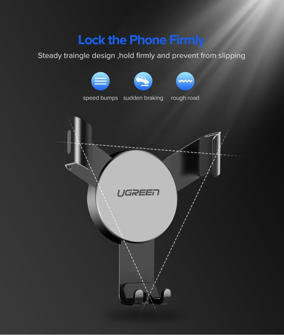 UGREEN Gravity Car Phone Holder for Ventilation Grille, 6.3-8.8 cm, 360° Rotation - SuperSaverAU - view 2