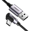 UGREEN 50123 Angled USB-C Cable 1M - Gray Black