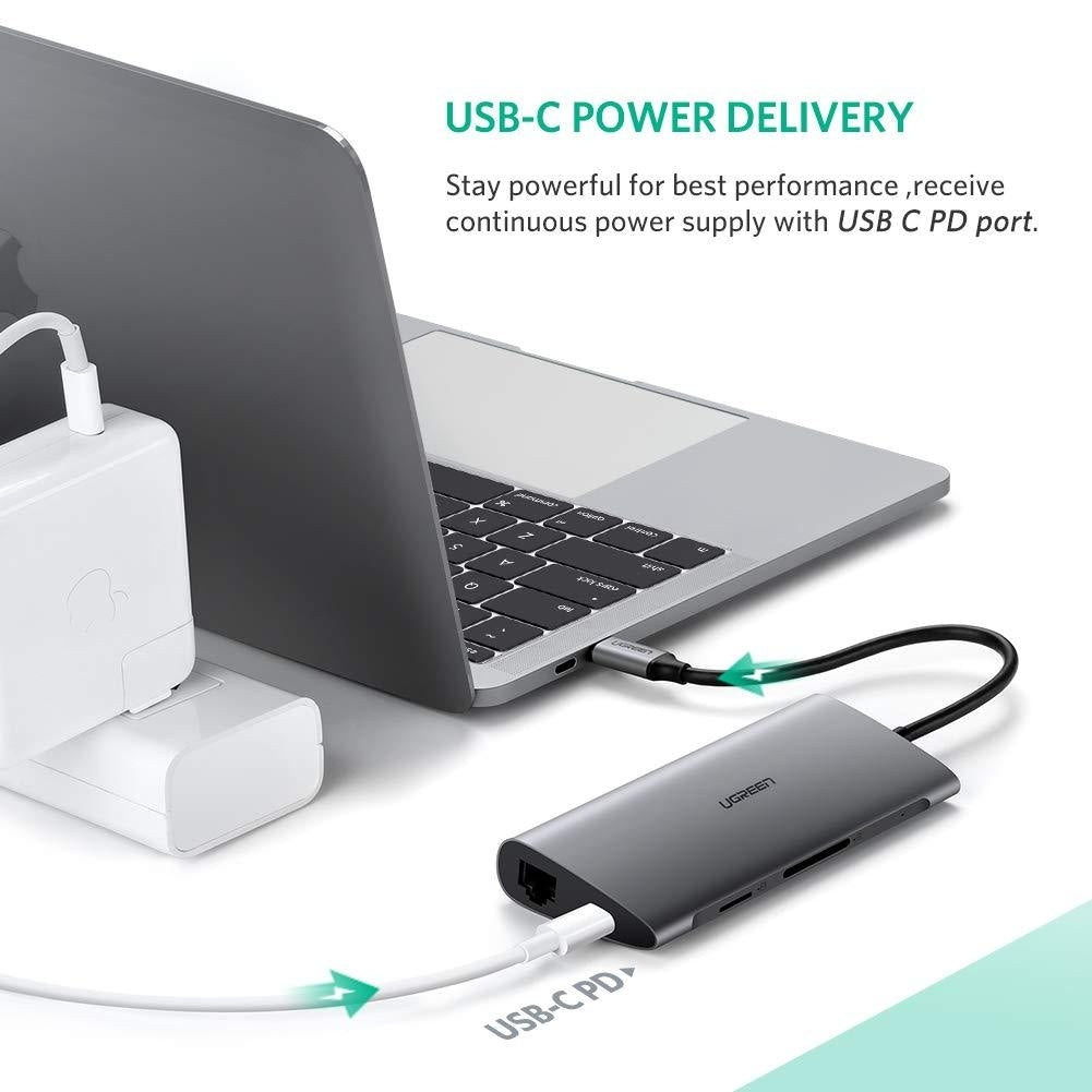 UGREEN Type C 8 in 1 Multifultion adaptor VGA/RJ45/USB3.0 x 3/SD/TF/TypeC PD Protocal (50539) - SuperSaverAU - view 2