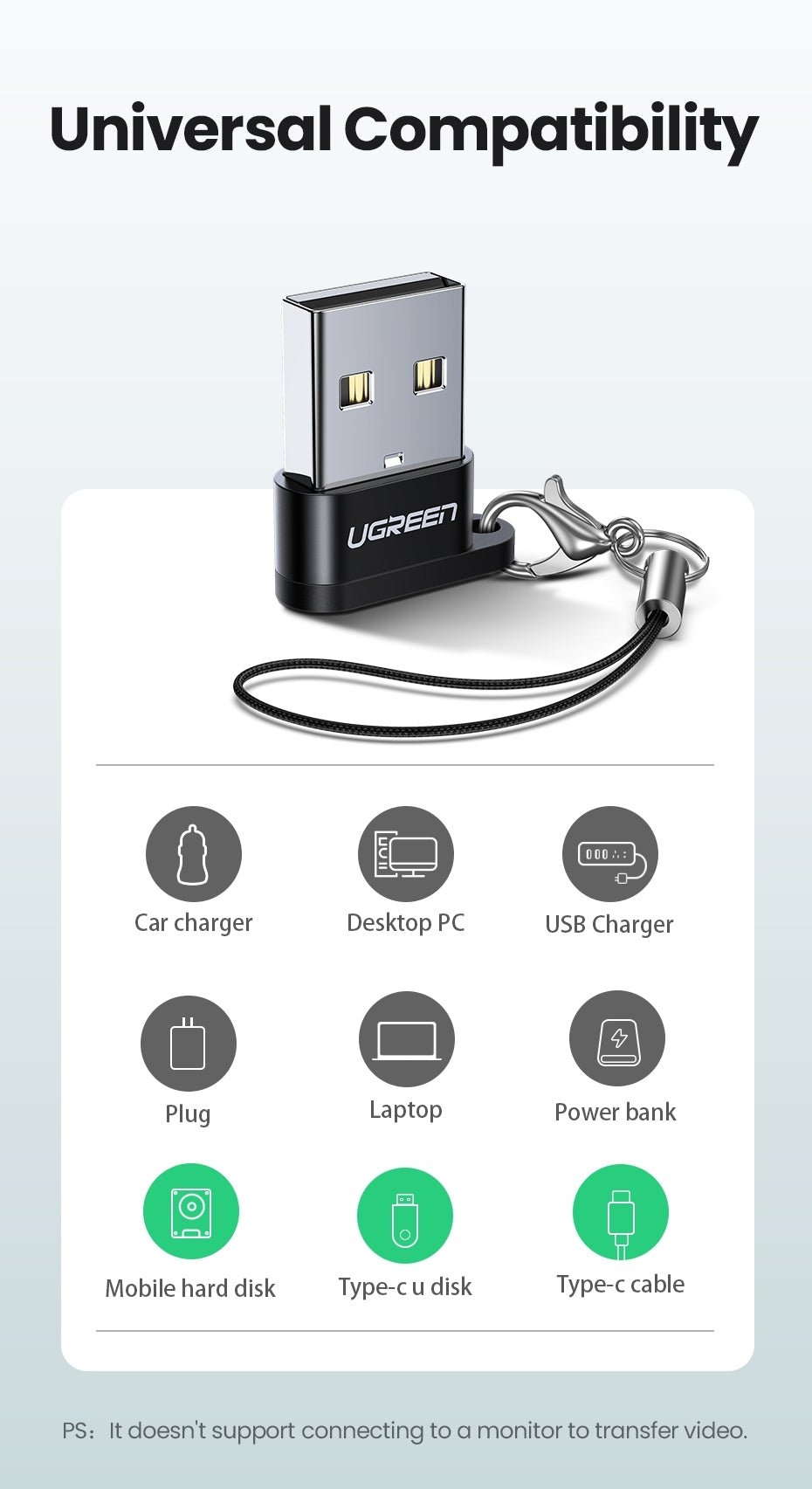 UGREEN 50568 USB-C 3.1 Female to USB-A 2.0 Male Adapter - SuperSaverAU - view 4