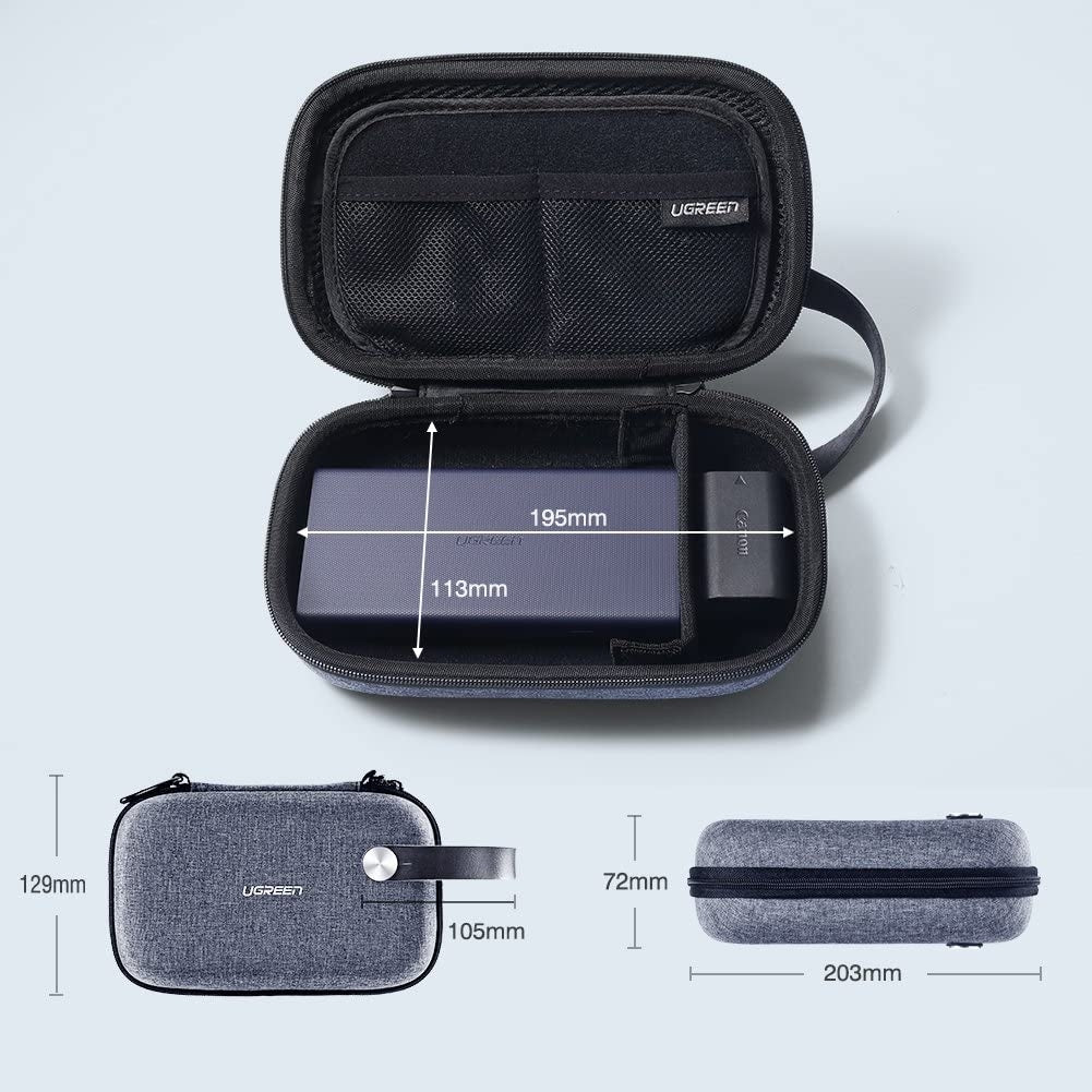 UGREEN Portable Accessories Travel Storage Bag, Compact 8" x 5.08" x 2.83", Waterproof, Organiser for Gadgets & Cosmetics