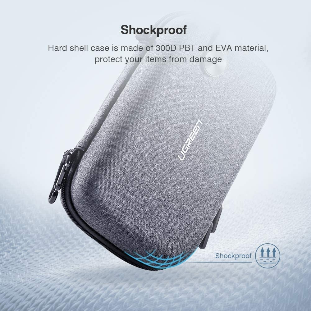 UGREEN Portable Accessories Travel Storage Bag, Compact 8" x 5.08" x 2.83", Waterproof, Organiser for Gadgets & Cosmetics