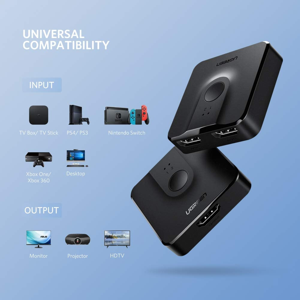 UGREEN 2-Port 4K HDMI Switch/Splitter Black (50966) - SuperSaverAU - view 3