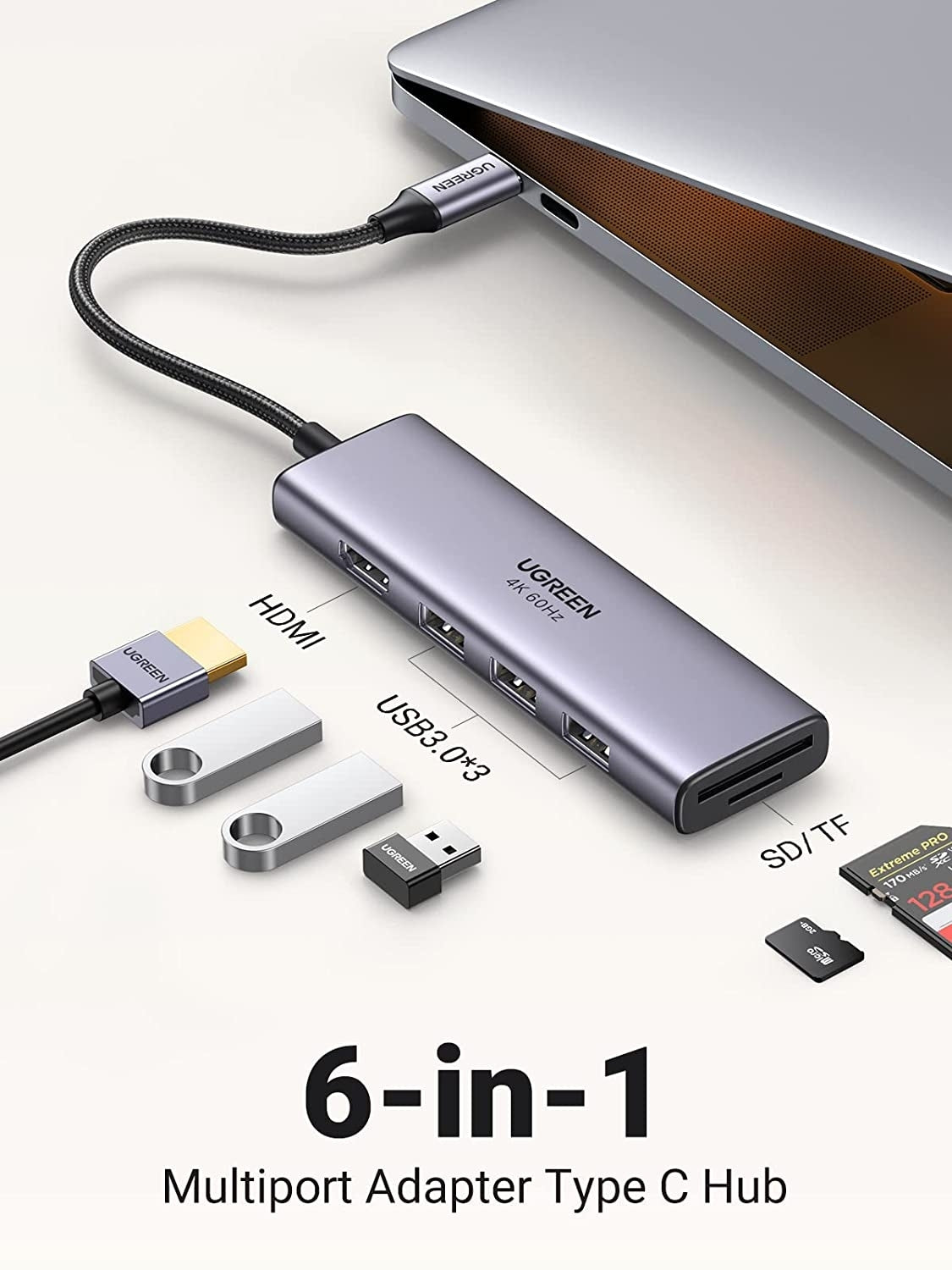 UGREEN 60383 Premium 6-in-1 USB-C Hub - SuperSaverAU - view 2