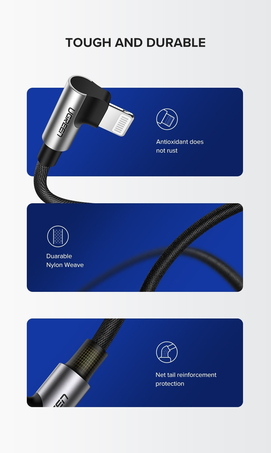 UGREEN 60521 USB-A to 8-pin 90 Degree Angel Cable 1M - SuperSaverAU - view 8