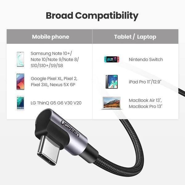 UGREEN 70529 60W Angle USB C to C Cable 1M - SuperSaverAU - view 6