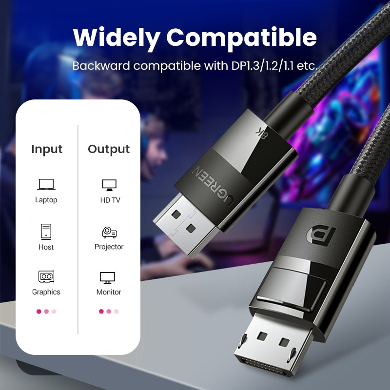UGREEN 8K DisplayPort 1.4 Cable 1M, 32.4Gbps, Dynamic HDR, Multi-Purpose - SuperSaverAU - view 6