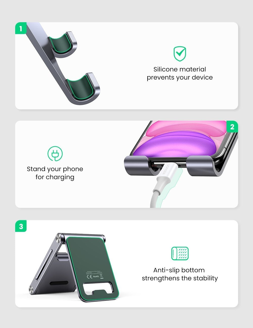 UGREEN 80708 Adjustable Aluminum Phone Holder - SuperSaverAU - view 7