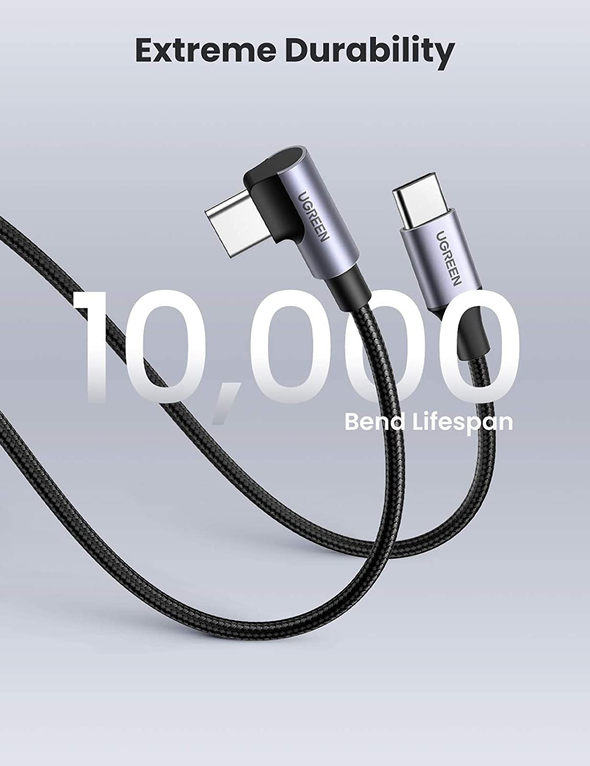 UGREEN 80714 USB-C 2.0 to Angle USB-C Cable Black 3M - SuperSaverAU - view 6