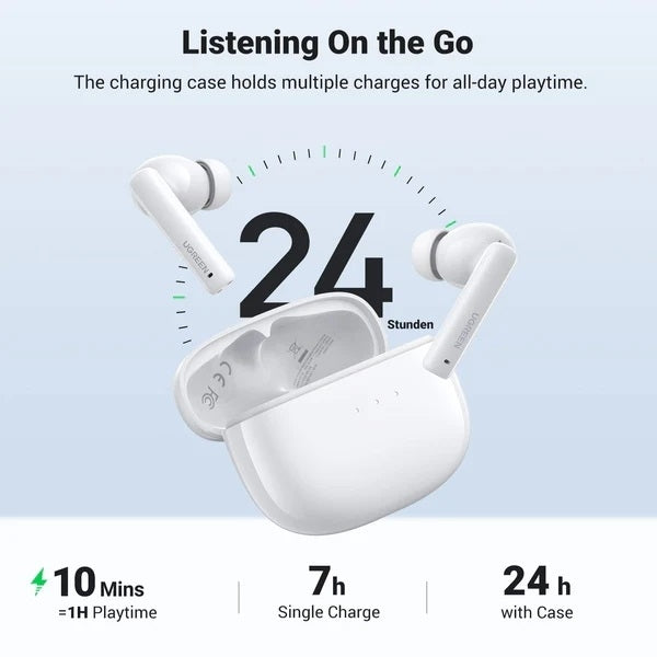 UGREEN 90206 HiTune T3 Active Noise-Cancelling Wireless Earbuds (White) - SuperSaverAU - view 2