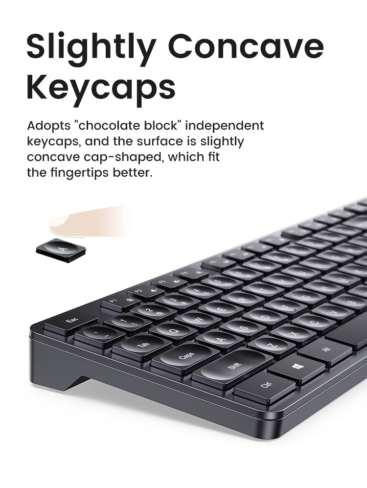 UGREEN 104-Key Wireless Keyboard, 2.4G, ANSI Layout, Red LED, 10m Range