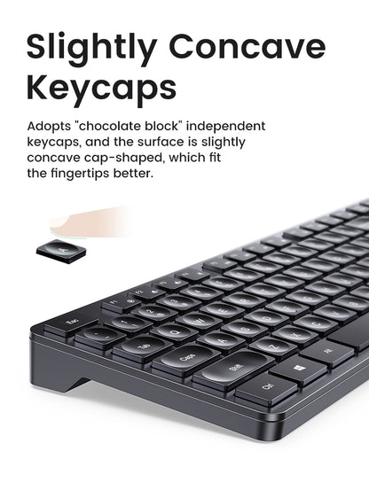 UGREEN 104-Key Wireless Keyboard, 2.4G, ANSI Layout, Red LED, 10m Range