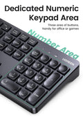 UGREEN 104-Key Wireless Keyboard, 2.4G, ANSI Layout, Red LED, 10m Range - SuperSaverAU - view 3