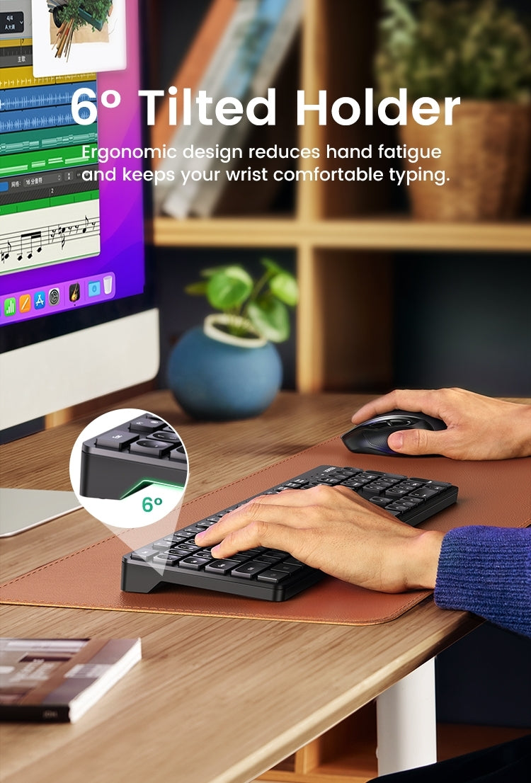 UGREEN 104-Key Wireless Keyboard, 2.4G, ANSI Layout, Red LED, 10m Range