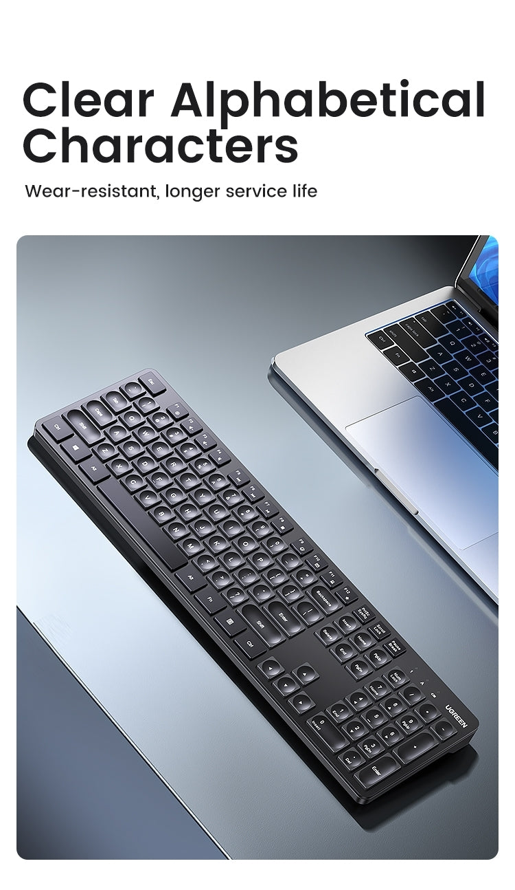 UGREEN 104-Key Wireless Keyboard, 2.4G, ANSI Layout, Red LED, 10m Range - SuperSaverAU - view 10